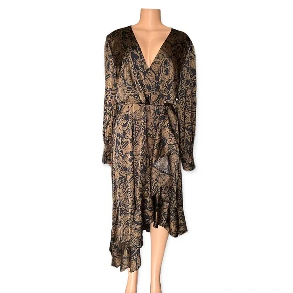 AX Paris | Dresses | Ax Paris Olive And Black Butterfly Print Midi Dress  Size 2 | Poshmark